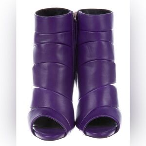 Giuseppe Zanotti Purple Leather Peep Toe Platform Booties Size 37